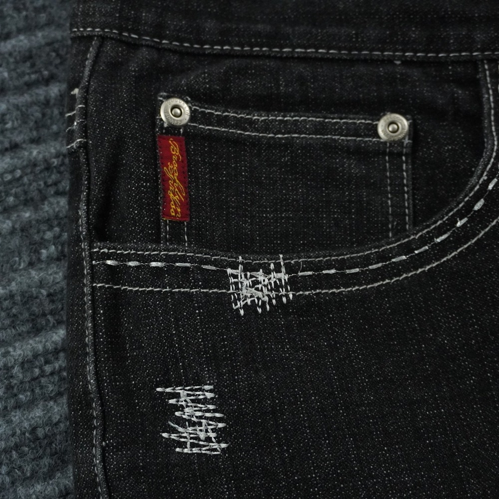 Brooklyn Express Denim Shorts Mens 40 Black Dragon Embroidered Y2K Streetwear - Picture 12 of 15